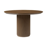 Japandi Round Small Dining Table for 2 Person Natural Wood Tabletop Walnut