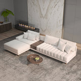 L-Shaped Modular Sectional Sofa Channel Tufted Chaise with Ottoman & Storage Off-White