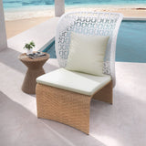 Hofer Rattan Outdoor Wingback Chair with White Cushion Pillow with Arched Bottom White