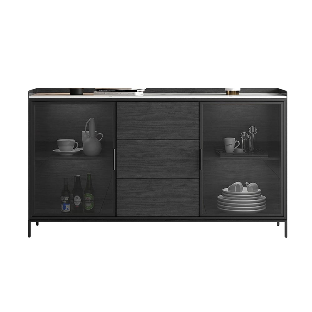 Sideboard Buffet Doors&Drawers Sintered Stone Top Modern Sideboard Cabinet 59.1" W x 15.7" D x 36.2" H