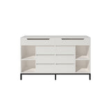 8 Drawer Modern White Double Dresser Wide Cabinet with Flip-Top Mirror & Shelves White