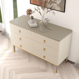 Modern Dresser 6 Drawers Buffet Cabinet with Storage in Beige & Gray Beige