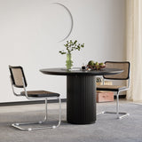 Japandi Round Small Dining Table for 2 Person Natural Wood Tabletop Black