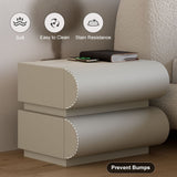 Humply Modern Smart Nightstand with Wireless Charger Drawers Bedside Table Light Gray