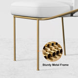 Linenic Modern Dining Chair Modern Cotton&Linen Upholstered Side Chair in Gold White