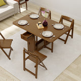 Modern Solid Wood Folding 5 Piece Dining Table Set for 4 Walnut