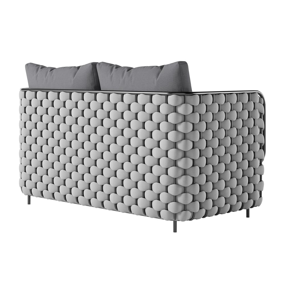 Martic 53.1" Wide Aluminum & Rope Outdoor Loveseat Patio Sofa with Cushions Gray