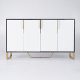 Aro Contemporary Sideboard Buffet 4-Door Sideboard Table Kitchen Buffet Table White & Black