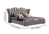 Modern Upholstered Tufted Bed with Wingback Headboard Light Gray