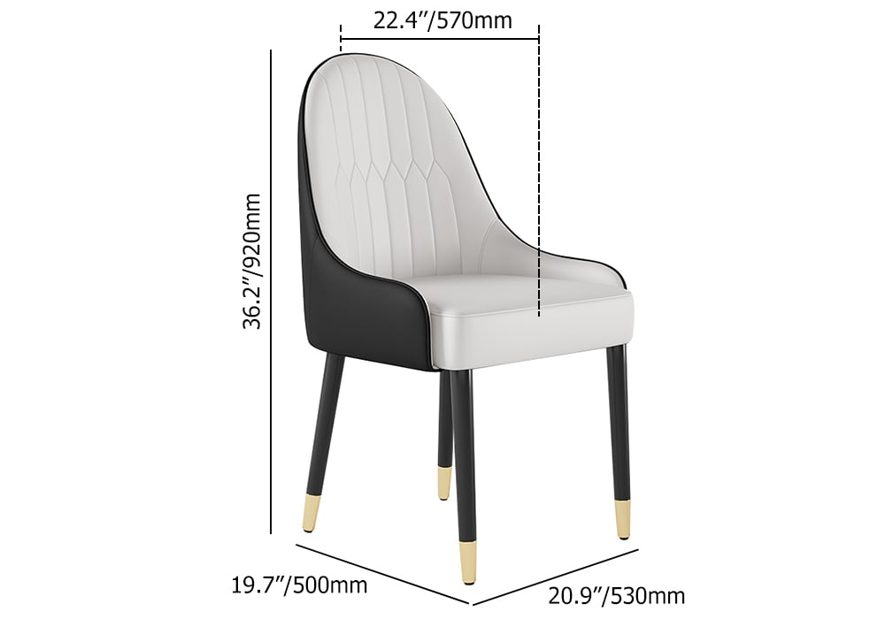 Modern PU Leather (Set of 2) Dining Chairs with Metal Legs White & Black