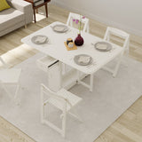 Modern Solid Wood Folding 5 Piece Dining Table Set for 4 White