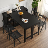 Storage Sideboard Cabinet Extendable Wood Buffet Foldable Dining Table Black