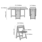 Modern Solid Wood Folding 5 Piece Dining Table Set for 4 Natural