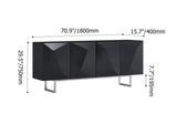 Modern Buffet Sideboard Kitchen Cabinet with 4 Doors Adjustable Shelves Black