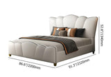 Milky White Microfiber Leather Platform Bed with Curved Headboard, Cal King Milky White