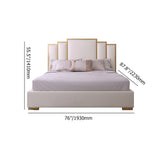 Modern Faux Leather Upholstered Bed in White Geometric Headboard Included White