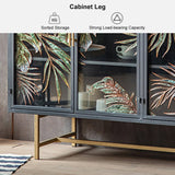 Modern Sideboard Buffet Colored Drawing Surface Tempered Glass Doors 53.1"W x 15"D x 37.4"H