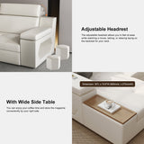 Sleeper Sectional Storage Sofa Pull Out Bed Headrest Adjustable with USB & Speaker White