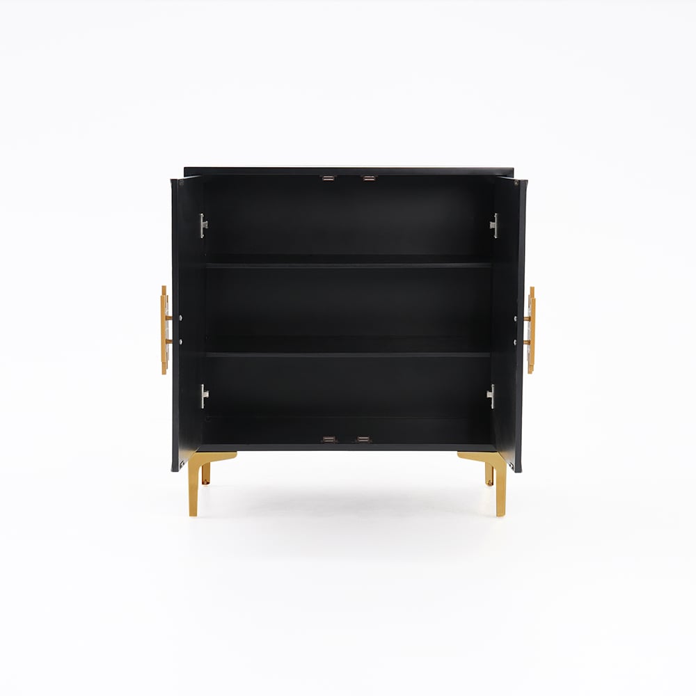 Wovuna Black & White Sideboard Buffet Accent Cabinet Gold 31.5"W x 15.7"D x 34.6"H
