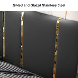 Faux Leather Upholstered Bed Sunken Metal and Wood Bed Frame Black