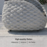 Tatta Modern Outdoor Swivel Chair 360 Degree Rotatable Gray Woven Rope Armchair Sofa Gray