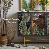 Modern Sideboard Buffet Colored Drawing Surface Tempered Glass Doors 41.3"W x 13.8"D x 31.5"H