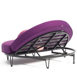 Patio Daybed Round Outdoor Daybed Convertible with Bluetooth Speaker LED and Pillow Purple