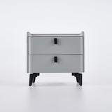 Modern Luxury 2 Drawers Bedroom Nightstand Sintered Stone Bedside Table Gray