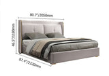 Wingback Bed with Faux Leather Upholstered Headboard & Wood Slats Light Gray
