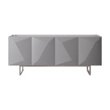 Modern Buffet Sideboard Kitchen Cabinet with 4 Doors Adjustable Shelves Gray