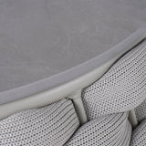 Tatta Sintered Stone-top Round Coffee Table with Textilene Rope Woven Base Gray