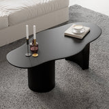 Japandi Funky Wood Coffee Table with Abstract Cloud Shaped Black