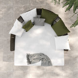 Modern Style Rattan Outdoor Daybed with Cushion Pillow in White White & Coffee