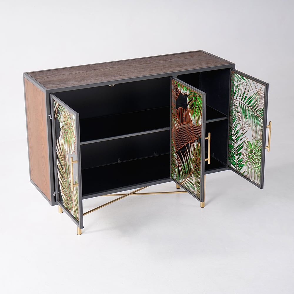 Modern Sideboard Buffet Colored Drawing Surface Tempered Glass Doors 41.3"W x 13.8"D x 31.5"H