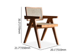 Natural Japandi Rattan Dining Chair with Solid Wood Frame Walnut