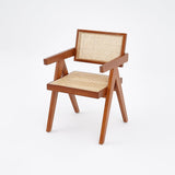 Natural Japandi Rattan Dining Chair with Solid Wood Frame Walnut