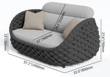 Tatta 2-Seater Woven Rope Outdoor Sofa Patio Loveseat Removable Cushion Gray & Black Gray & Black