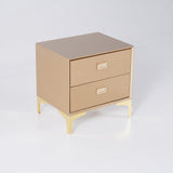 Modern Nightstand 2-Drawer Bedside Table in Gold Finish Champagne