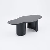 Japandi Funky Wood Coffee Table with Abstract Cloud Shaped Black