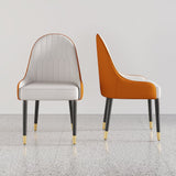 Modern PU Leather (Set of 2) Dining Chairs with Metal Legs White & Orange