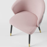 Upholstered Velvet Dining Chair Curved Back Modern Arm Chair Pink