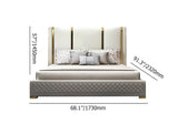 Faux Leather Upholstered Bed Sunken Metal and Wood Bed Frame Off-White