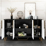 Aro Contemporary Sideboard Buffet 4-Door Sideboard Table Kitchen Buffet Table White & Black