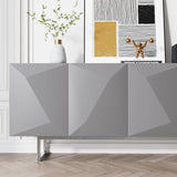 Modern Buffet Sideboard Kitchen Cabinet with 4 Doors Adjustable Shelves Gray