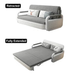 Modern Convertible Sleeper Sofa Cotton & Linen Upholstery with Storage Light Gray