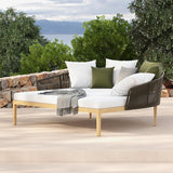 Modern Style Rattan Outdoor Daybed with Cushion Pillow in White White & Coffee