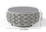 Tatta Sintered Stone-top Round Coffee Table with Textilene Rope Woven Base Gray