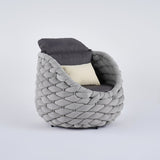 Tatta Modern Outdoor Swivel Chair 360 Degree Rotatable Gray Woven Rope Armchair Sofa Gray