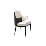 Black & Beige Mid-Century Upholstered PU Leather Dining Chair (Set of 2) Black & Gold