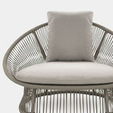 Patio Rattan Barrel Chair with White Cushion Pillow White